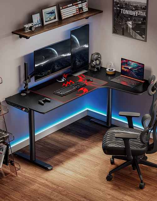 Load image into Gallery viewer, L Shaped Gaming Desk, 60 Inch L60 Home Office Corner PC Computer Gamer Table Large Writing Workstation Gifts W Mouse Pad Cable Management, Space Saving, Easy to Assemble, Right Black
