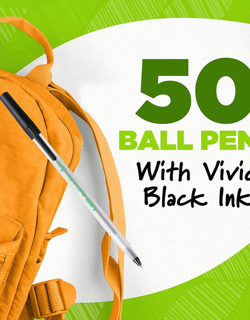 Load image into Gallery viewer, Ecolutions round Stic Ballpoint Pens, Medium Point (1.0Mm), 50-Count Pack, Black Ink Pens Made from 97% Recycled Plastic
