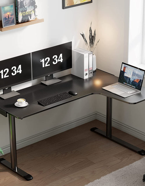 Load image into Gallery viewer, L Shaped Gaming Desk, 60 Inch L60 Home Office Corner PC Computer Gamer Table Large Writing Workstation Gifts W Mouse Pad Cable Management, Space Saving, Easy to Assemble, Right Black
