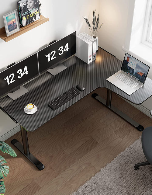 Load image into Gallery viewer, L Shaped Gaming Desk, 60 Inch L60 Home Office Corner PC Computer Gamer Table Large Writing Workstation Gifts W Mouse Pad Cable Management, Space Saving, Easy to Assemble, Right Black
