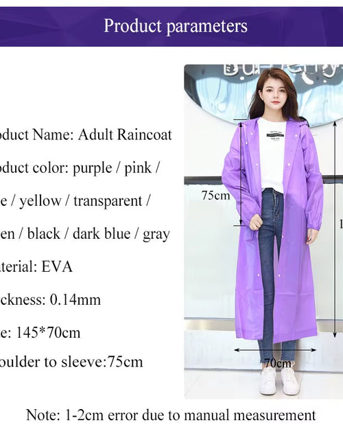 Load image into Gallery viewer, 1Pc Hooded Rain Coat Women Men Impermeable Thickened Waterproof Tourism Outdoor Hiking Rain Poncho Outdoor Products
