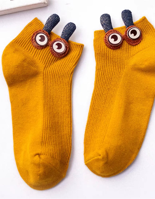 Load image into Gallery viewer, New Women'S Spring Summer Cartoon 3D Big Eyes Rabbit Eared Short Tube Socks Novelty Funny Soft Cotton Ankle Sokken Gift
